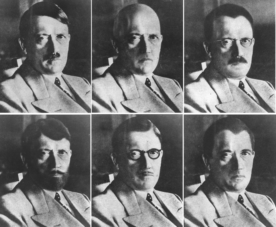 Mock ups of Hitler which were produced by wartime intelligence service the OSS