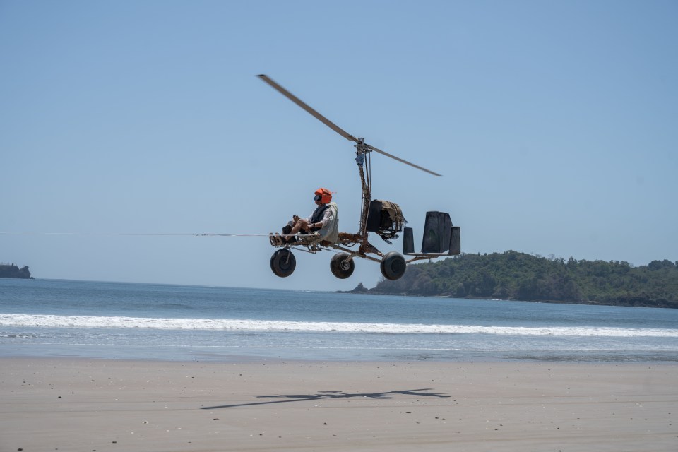 Another risky scene sees Richard flying a makeshift gyrocopter