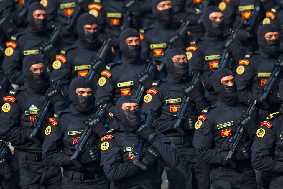 Indian National Security Guard commandos march during the Republic Day parade in New Delhi, India, January 26, 2021