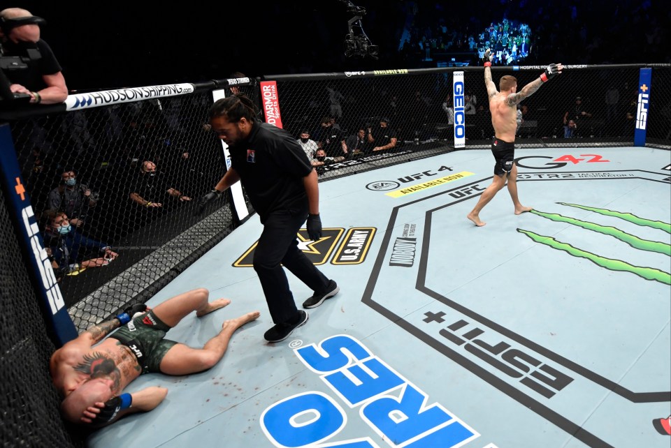 McGregor on the deck as the fight was waved off