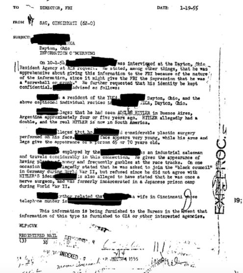 Eccentric claims that Hitler was replaced witha body double were reported in 1955