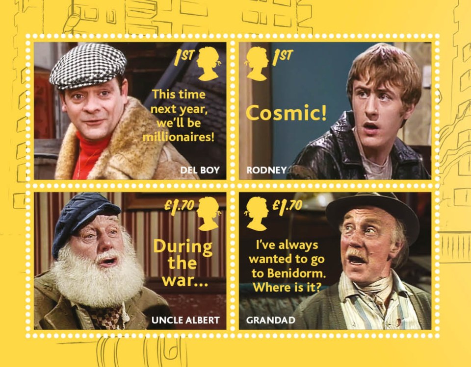 Royal Mail have released 12 special Only Fools and Horses stamps, four of which are dedicated to the Trotter family