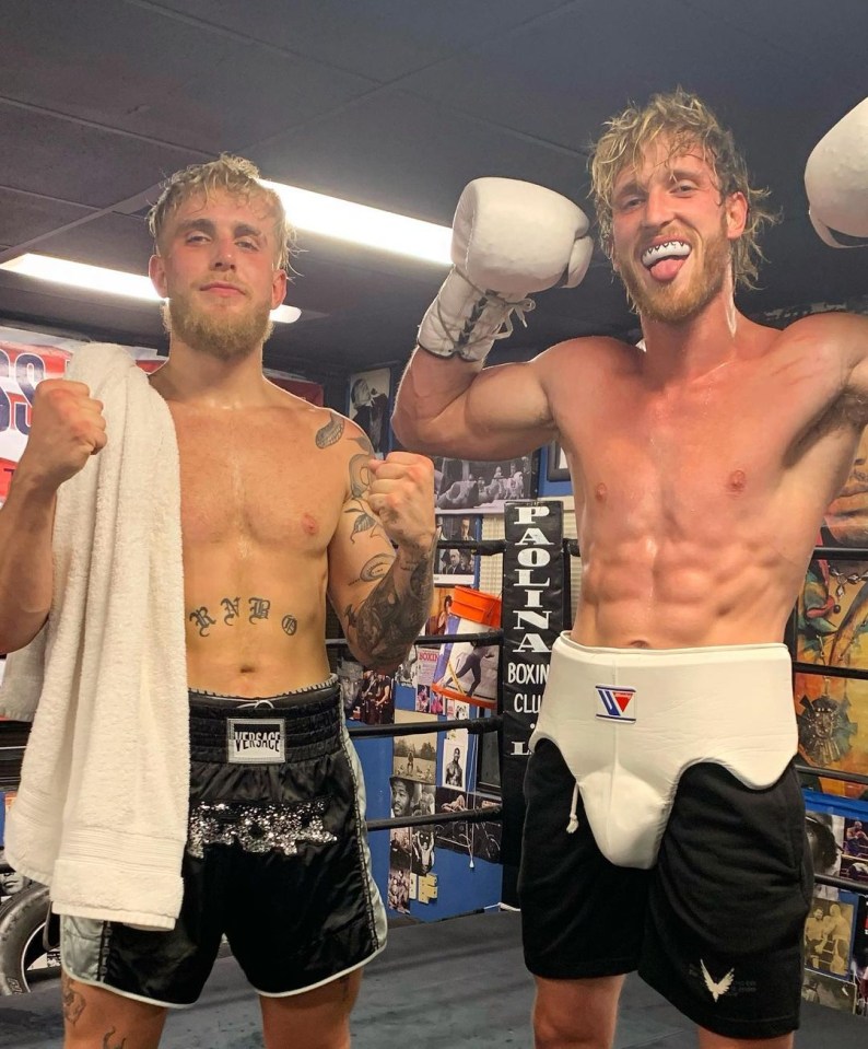 Jake Paul, left, pictured with big brother Logan