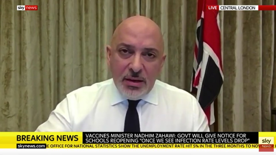 Nadhim Zahawi hailed scientists and medics during an interview this morning