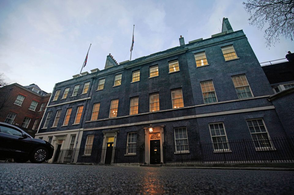 Flags at half mast at Downing Street last night
