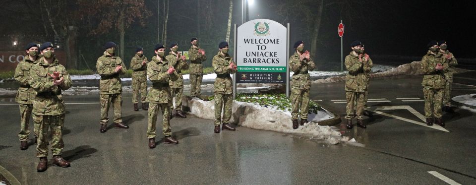 Junior soldiers at the Army Foundation College in Harrogate, North Yorkshire joined in to pay tribute to Captain Sir Tom