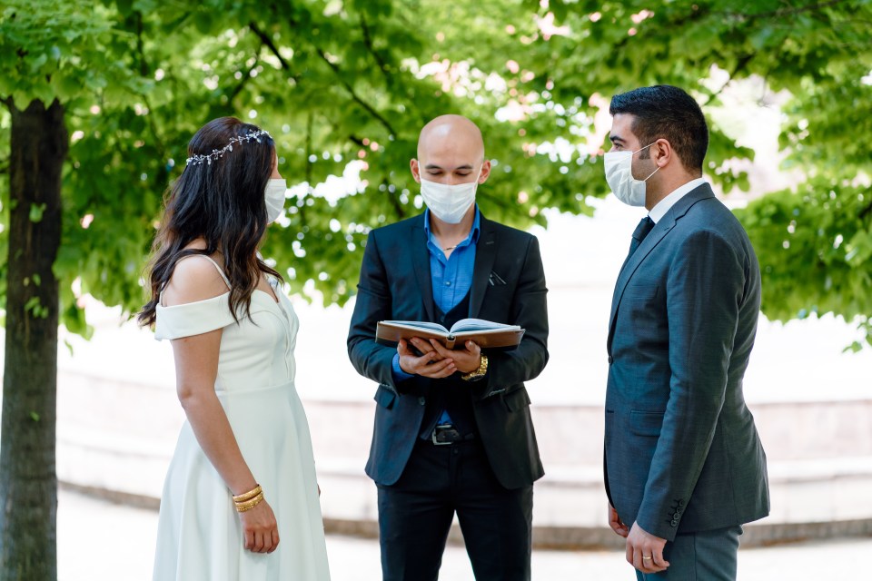 Weddings were allowed to resume but with limited guests, masks and social distancing