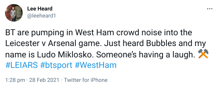 The mistake brightened things up for happy Hammers online