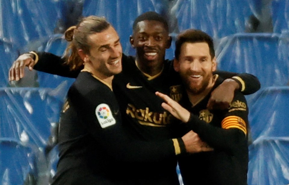 Ousmane Dembele (centre) and Messi (right) are both seen as key to Barcelona's future