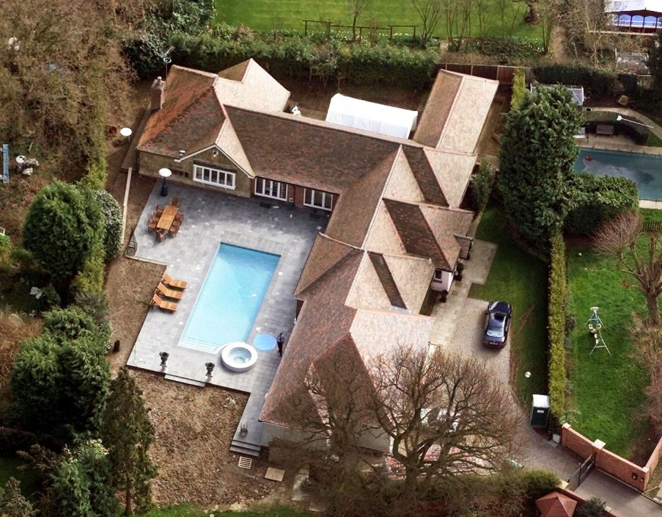 An aerial view of Michael Barrymore's former home in Roydon. Essex