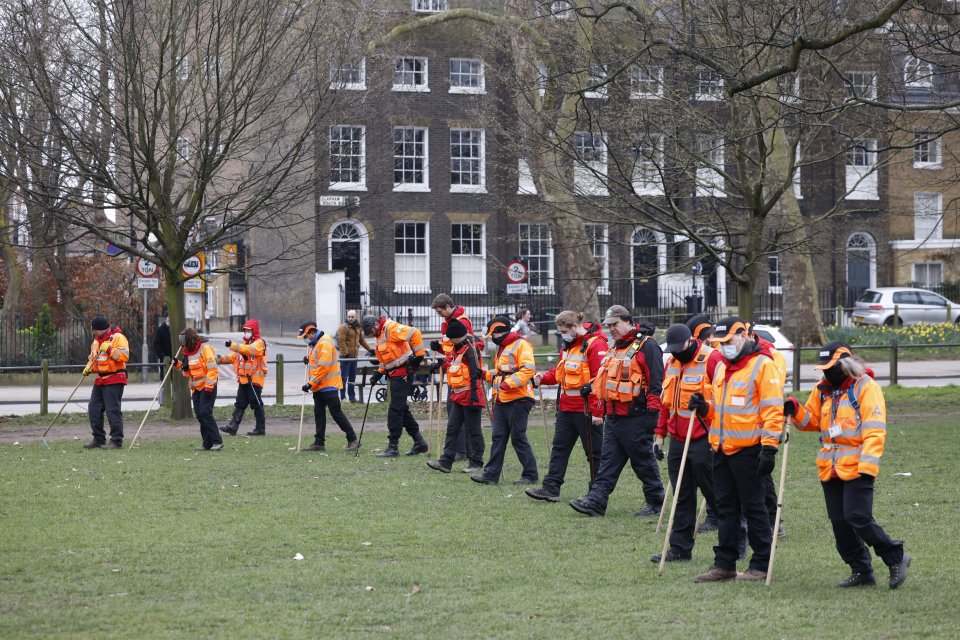 Rescue teams search Clapham Common on March 7
