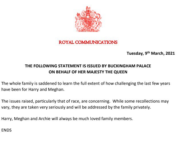 The Queen responded to the bombshell interview
