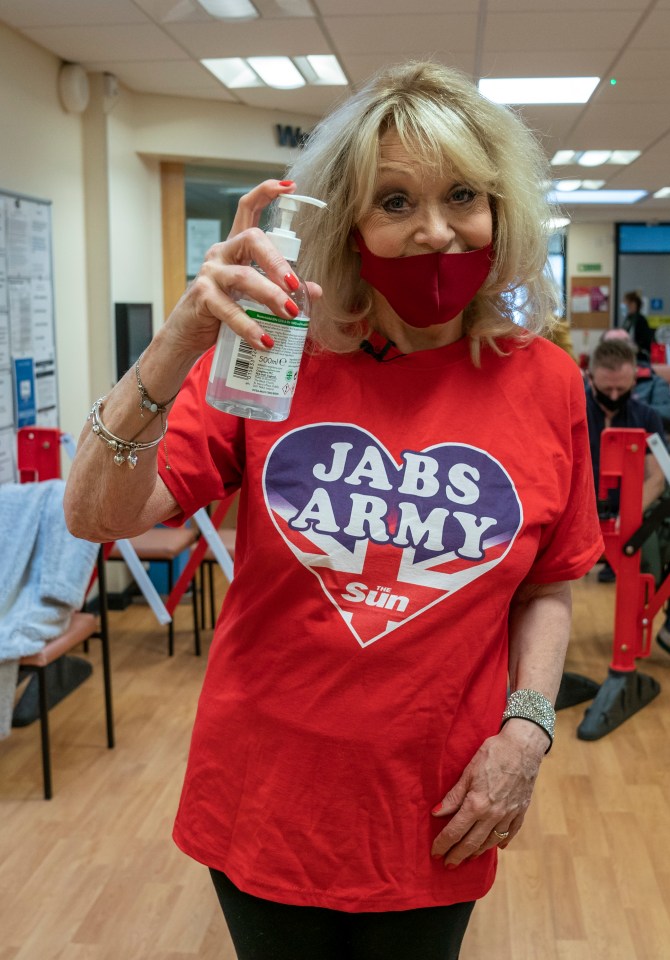 Sherrie was put to work dishing out hand gel as patients arrived at Bolton’s Tonge Moor Health Centre