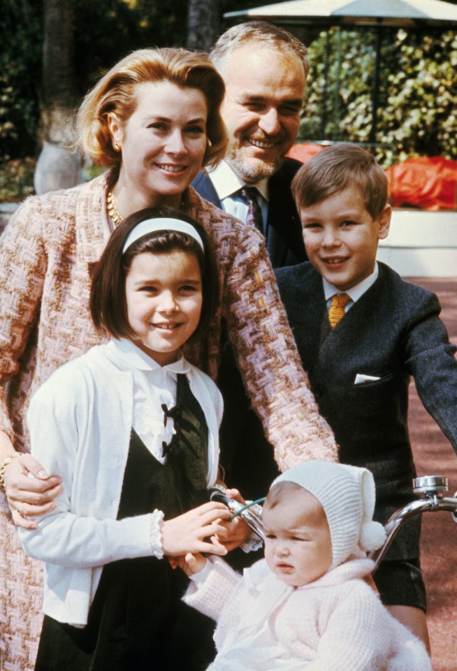 Prince Rainier and Princess Grace with their youngsters Princess Stephanie, 14 months, Princess Caroline, 9, and Prince Albert, 8