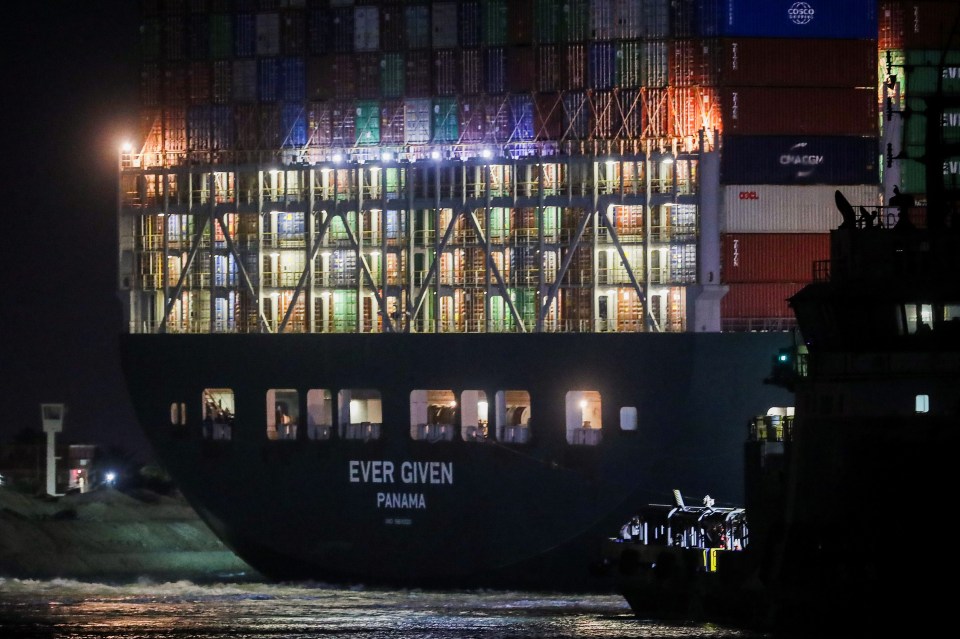 It is blocking traffic through the canal valued at over £6.5 billion a day
