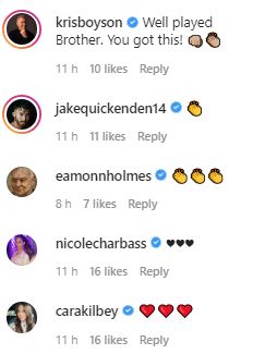 Eamonn Holmes, Jake Quickenden and Kris Boyson shared their support