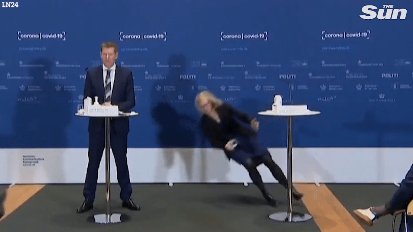 The head of Denmark's medicines agency, Tanja Erichsen, fainted during a major Covid conference