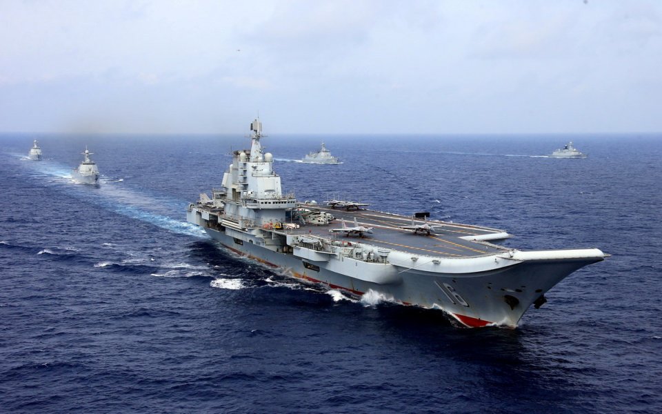 The colossal aircraft carrier Liaoning was also spotted during the training exercise