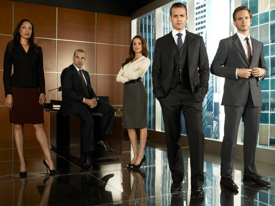 Meghan with her Suits castmates