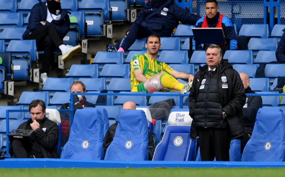 The 37-year-old is seen nursing his right hamstring
