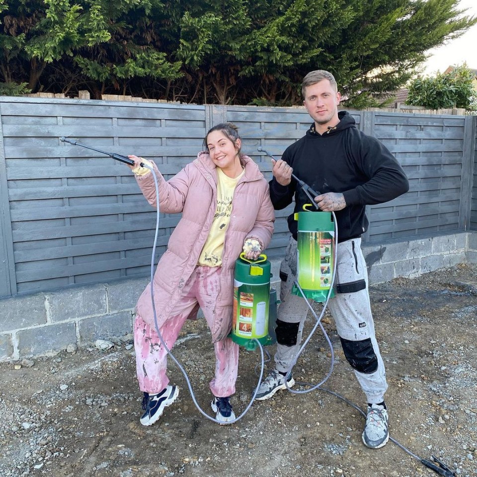 The couple mucked in to get their garden done