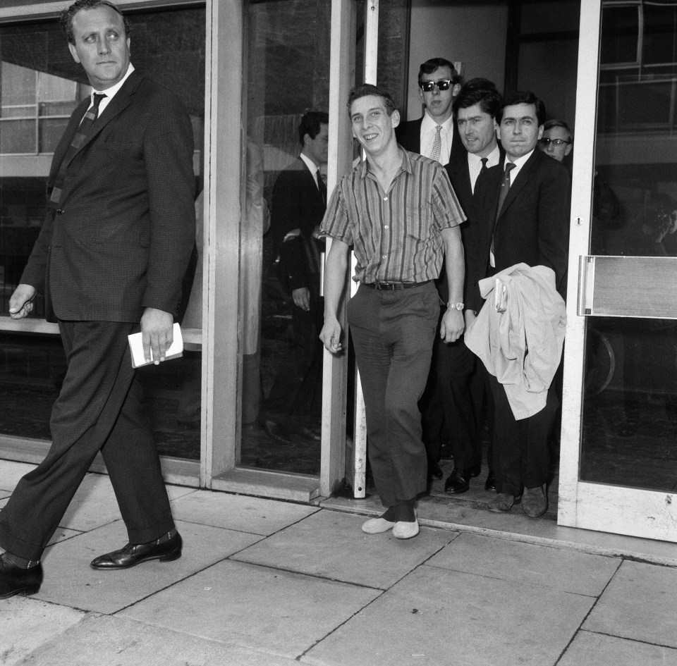 Stiff and limping, home-sick Welshman Brian Robson, 19, who tried to send himself back to Cardiff from Australia arrived at London Airport
