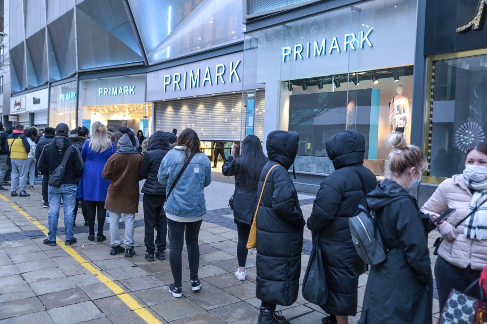 Huge queues as shoppers waited to enter Primark in Birmingham