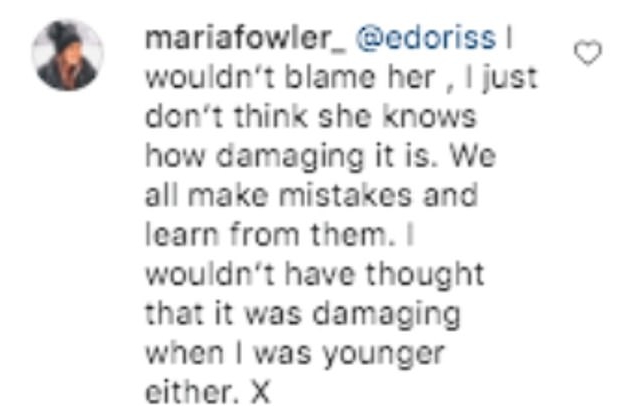 She later made allowances for Georgia's post to fans