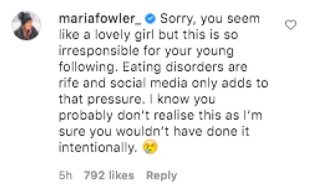 Maria went to town in the comment section calling Georgia "irresponsible"