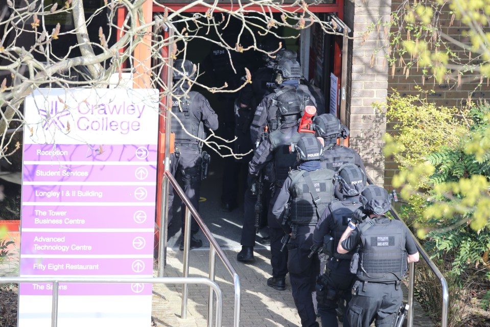 Crawley College confirmed they are aware of an 'incident' in which two people were hurt, neither seriously