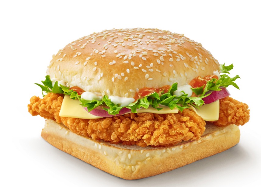 The chicken deluxe sandwich is served with a tomato relish and mayo