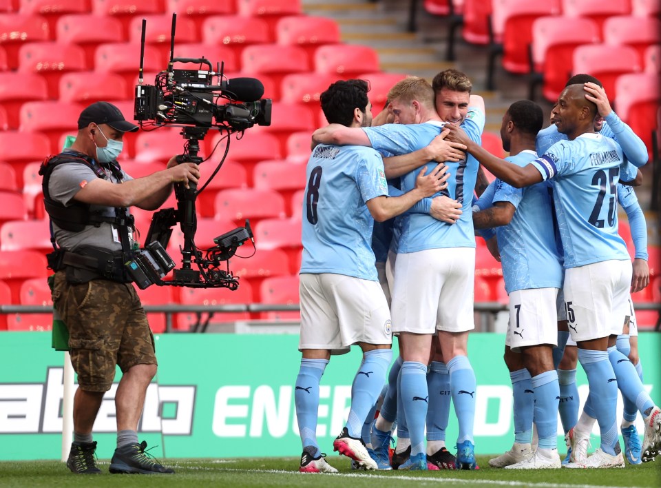 Man City celebrated wildly at Wembley after Laporte's late winner