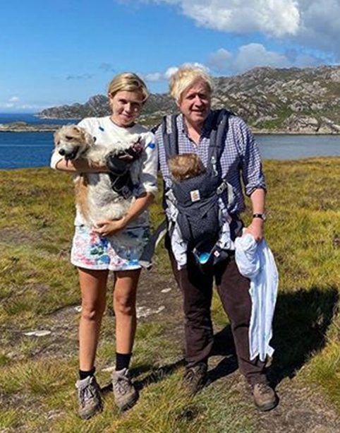 Carrie Symonds, Boris Johnson and their son Wilfred on holiday in Scotland in 2020