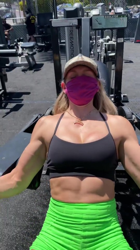 The Queen showed off her epic physique with the clip