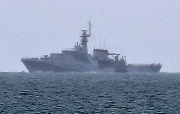 HMS Tamar, a patrol vessel of the British Navy, patrols the waters surrounding Jersey