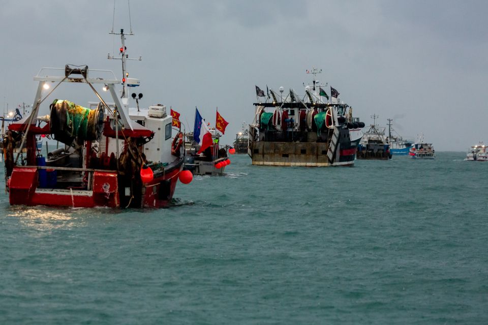 Dozens of French boats arrived at the harbour on Thursday morning