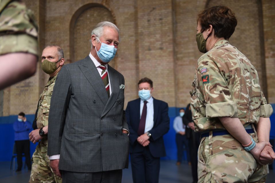 Charles spoke with members of the RAF during his visit to the Engine House youth charity in Merthyr Tydfil, South Wales