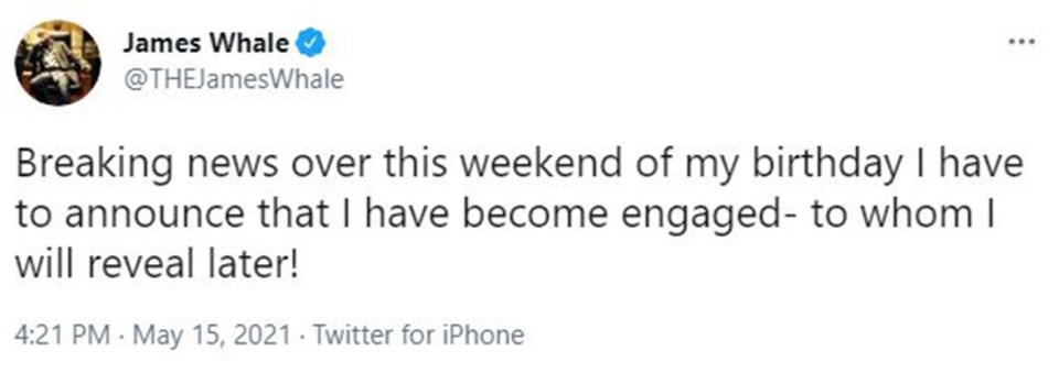 He did not reveal his fiancee's identity
