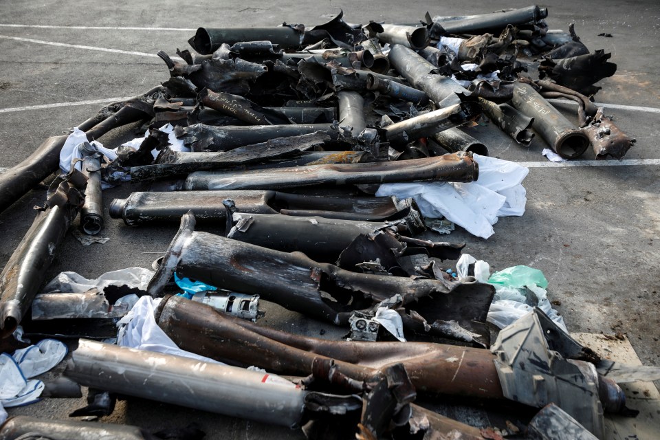 A collection of rocket remains fired from the Gaza Strip to Israel in recent days