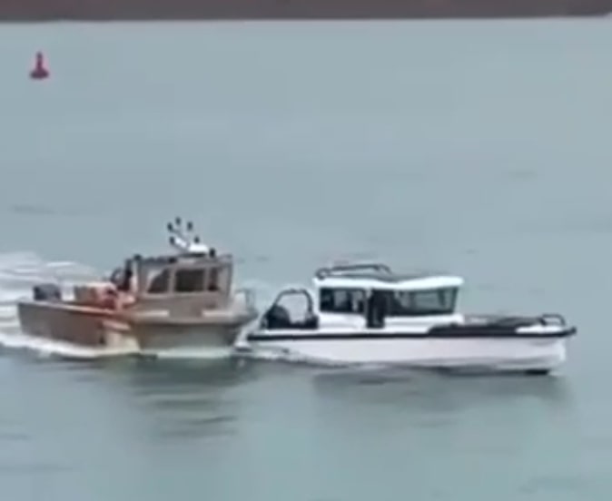 Shocking footage obtained exclusively by The Sun shows the French trawler ramming into a British vessel