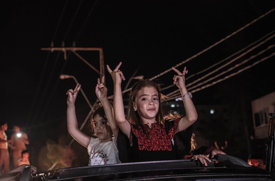 Palestinians celebrated the end of the bombardment