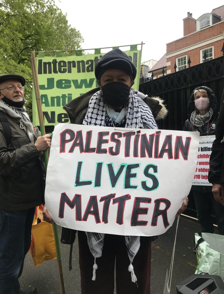 Protesters held up signs