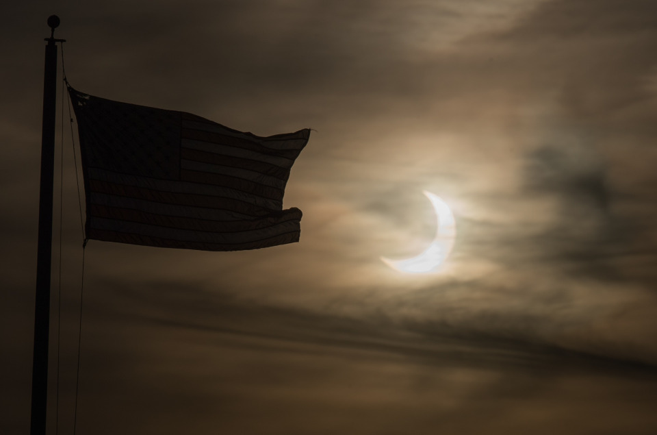 The eclipsed sunrise over Scituate Massachusetts in the USCredit: Getty