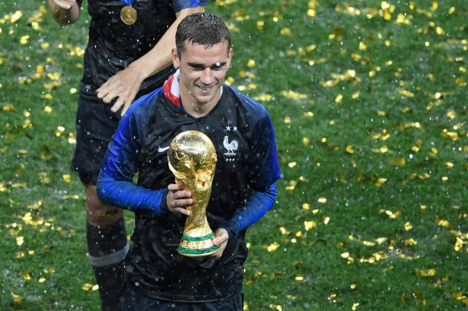 Griezmann with the World Cup after France defeated Croatia in the final, 2018