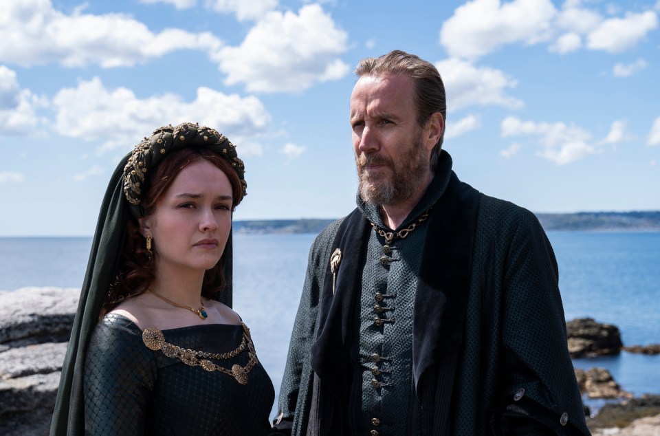 One snap showed Rhys Ifans as Otto Hightower and Olivia Cooke, his on-screen daughter