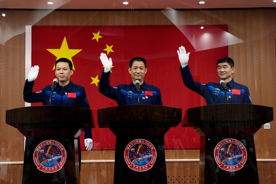 Tang Hongbo, Nie Haisheng, and Liu Boming are the first men on China's space station