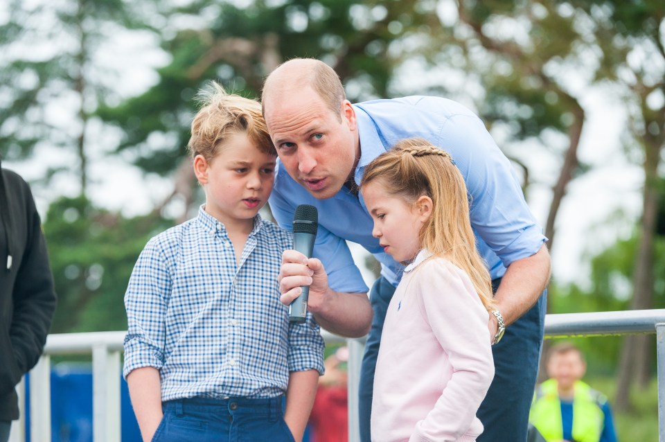 William addressed the runners, crouching down by his children