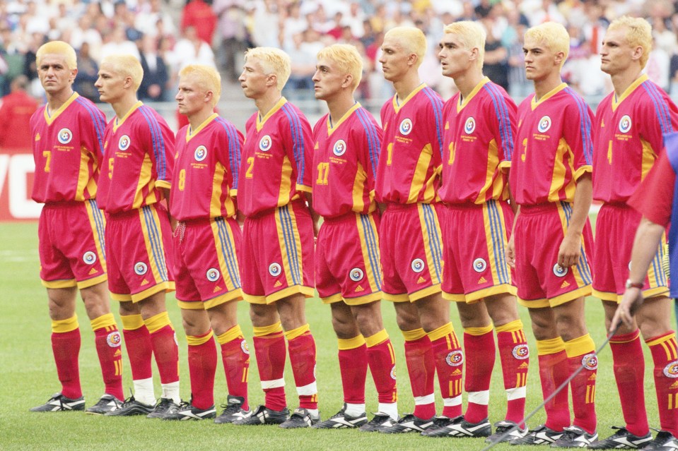 Romania's 1998 World Cup squad celebrated victory over England by going blonde