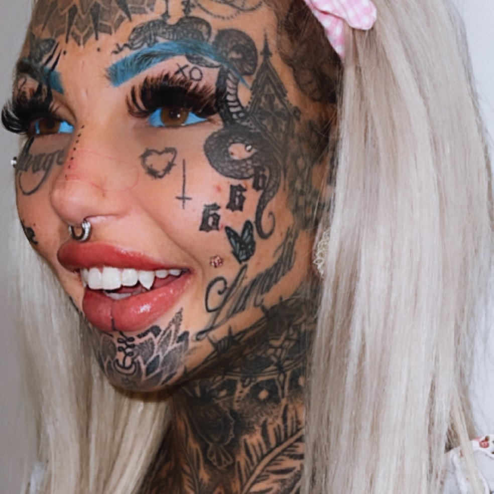 Amber Luke has had her teeth fangs extended in her latest body modification