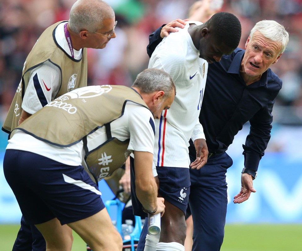 The 24-year-old appeared to receive treatment on his right hamstring